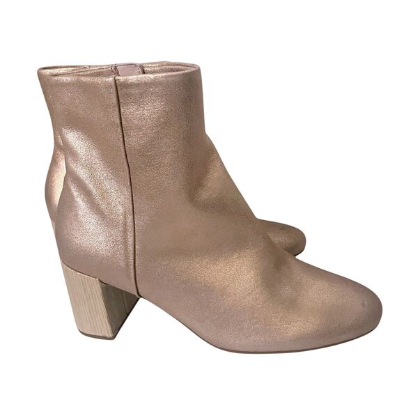 Taryn Rose Cassidy Ankle Boots 5.5B Pink Block Heel Leather Metallic Shiny - Picture 3 of 11